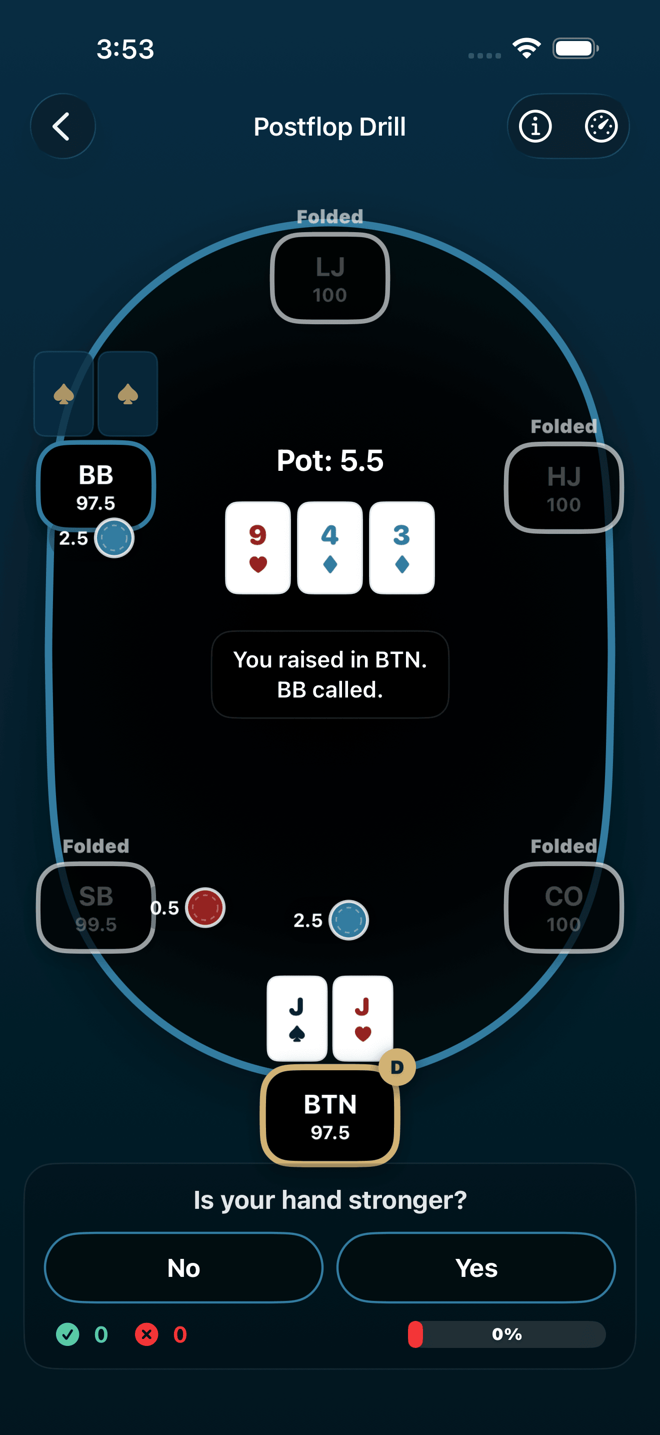 Poker Trainer Drills postflop drill screenshot